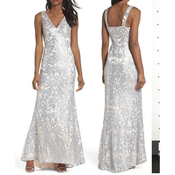 Eliza J Embroidered Sequin Dress Size 8 - Picture 2 of 10